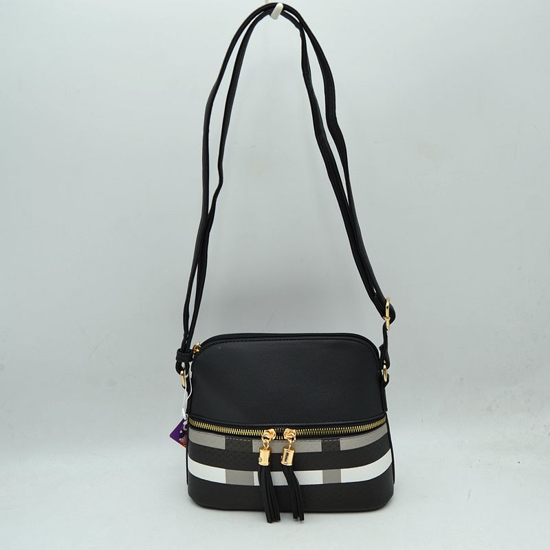Plaid Accent Crossbody Bag with Adjustable Shoulder Strap