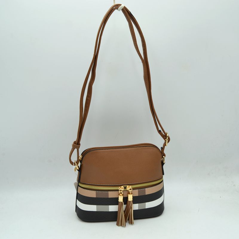 Plaid Accent Crossbody Bag with Adjustable Shoulder Strap