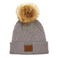 C.C Women's Heather Beanie Hat With Pom And Suede Patch