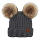 C.C Women's Double Pom All Over Cable Knit Beanie