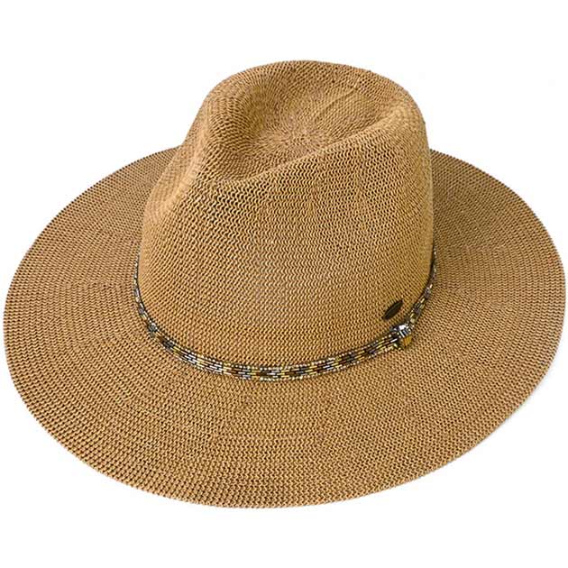 C.C Rhinestone Bugle Bead Trim Panama Hat