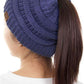 C.C Solid Color Ponytail Messy Bun Beanie