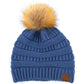 C.C Solid Ribbed Knit Beanie with Pom