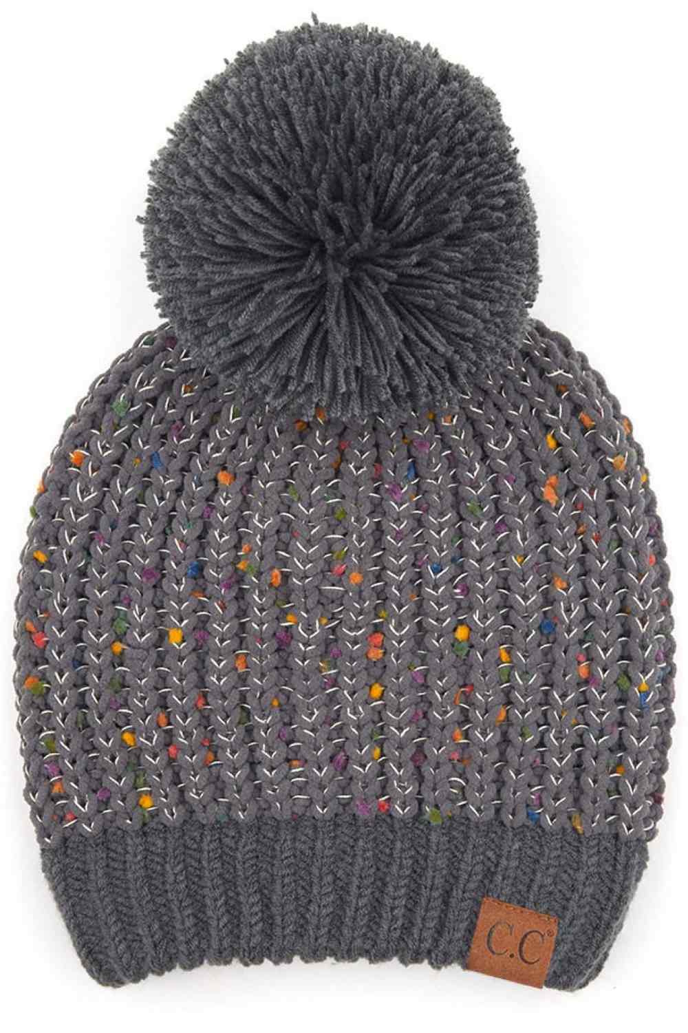 C.C Confetti Chenille Knit Pom Beanie