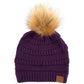 C.C Solid Ribbed Knit Beanie with Pom