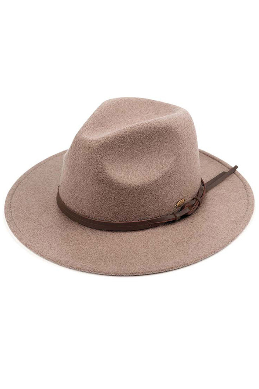 C.C Vegan Felt Leather Trim Heather Color Hat