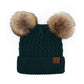 C.C Women's Double Pom All Over Cable Knit Beanie