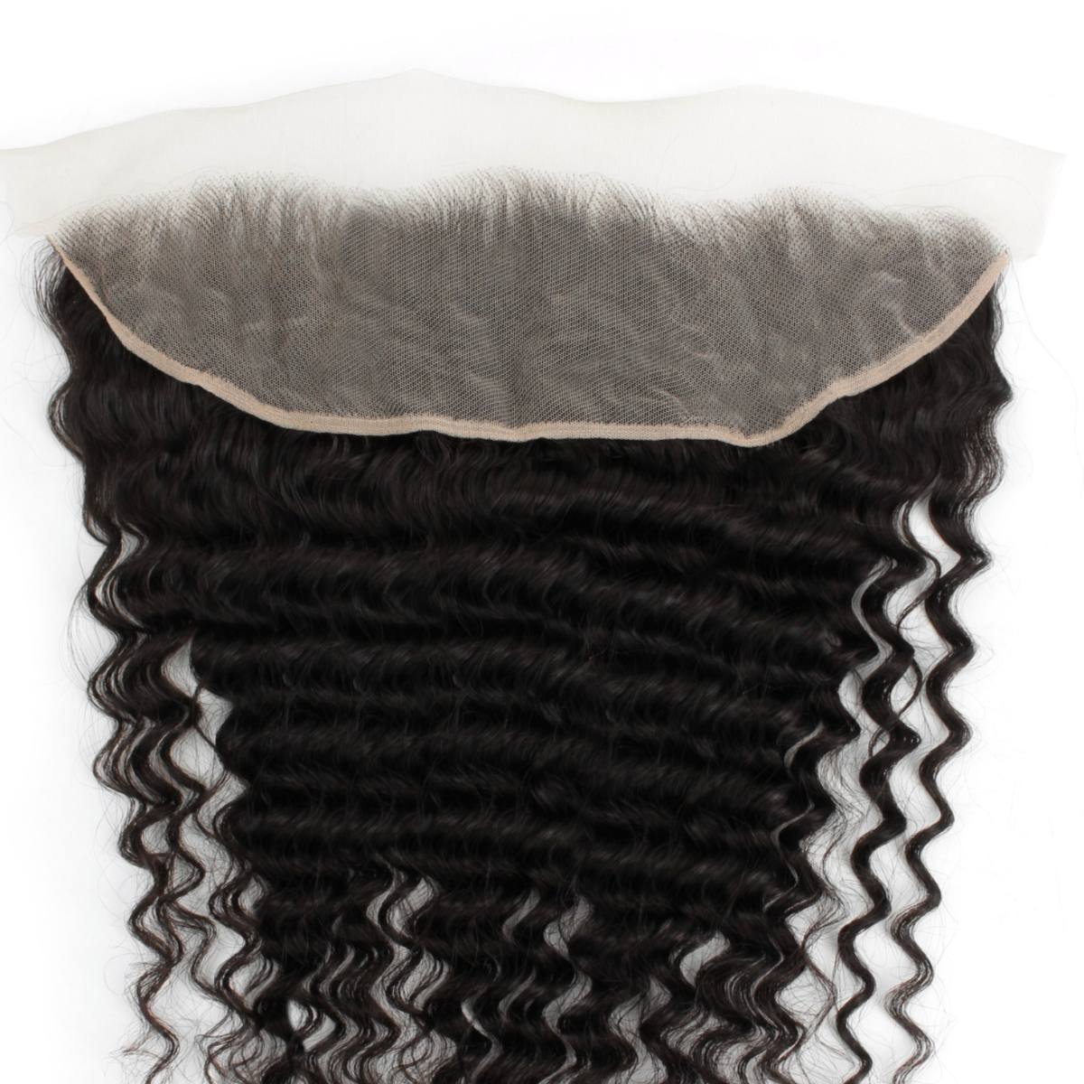 Frontal de cabello humano Deep Wave de encaje transparente de 13x4