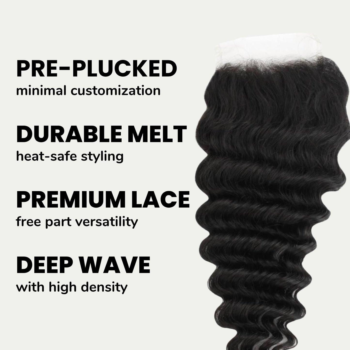 Cierre de cabello humano con encaje transparente Deep Wave 4x4