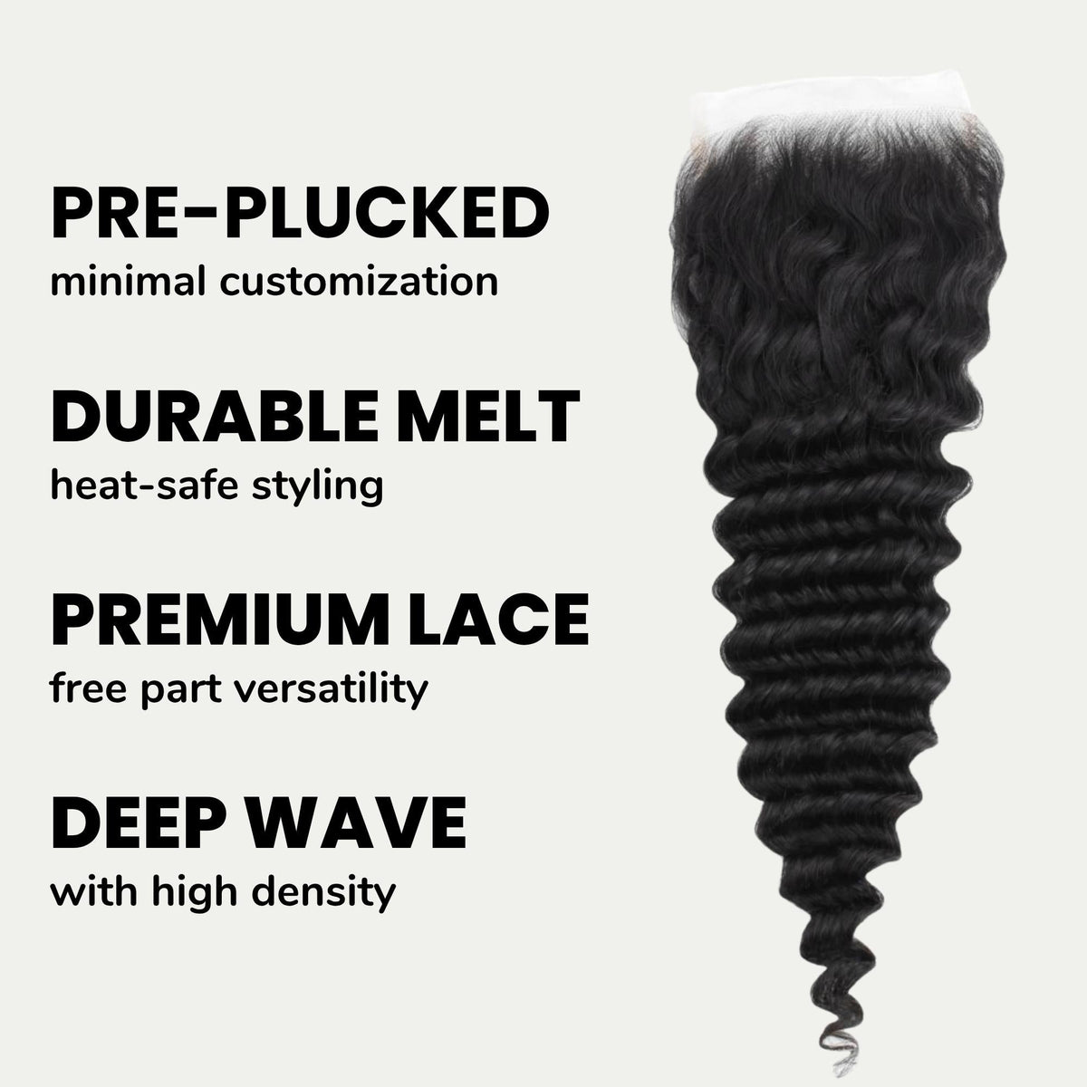 Cierre de cabello humano con encaje HD 5x5 Deep Wave