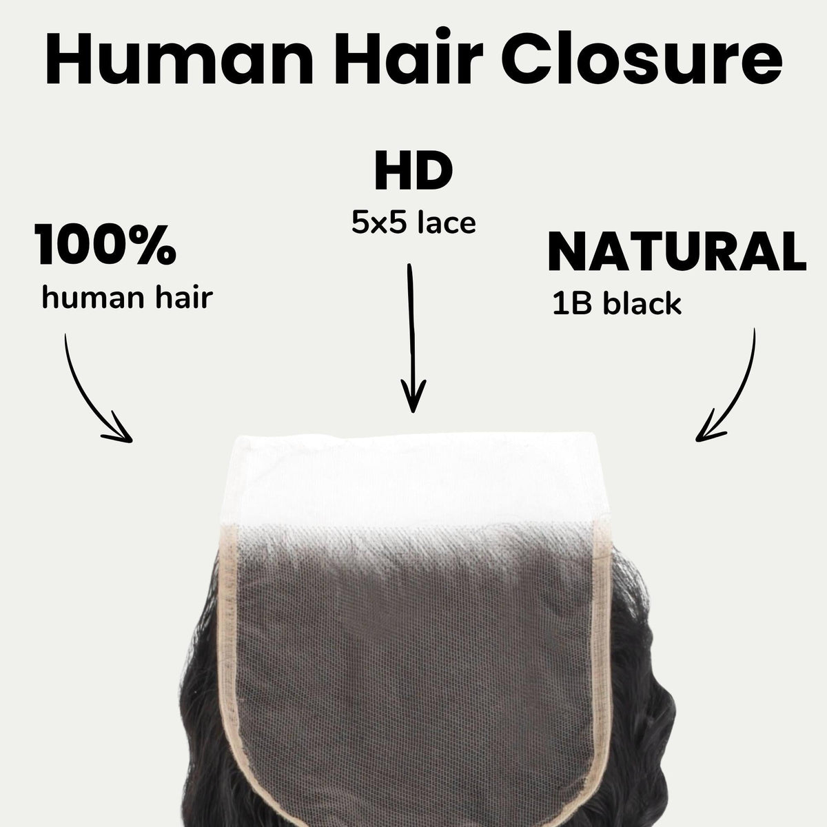 Cierre de cabello humano con encaje HD 5x5 Deep Wave
