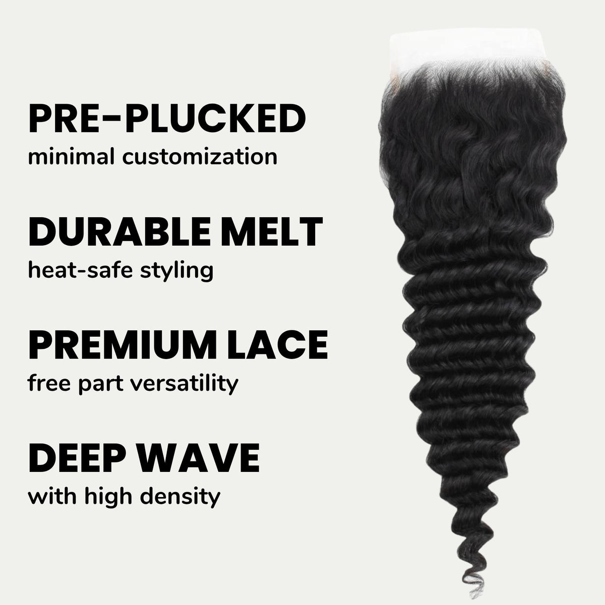 Cierre de cabello humano con encaje transparente Deep Wave 5x5