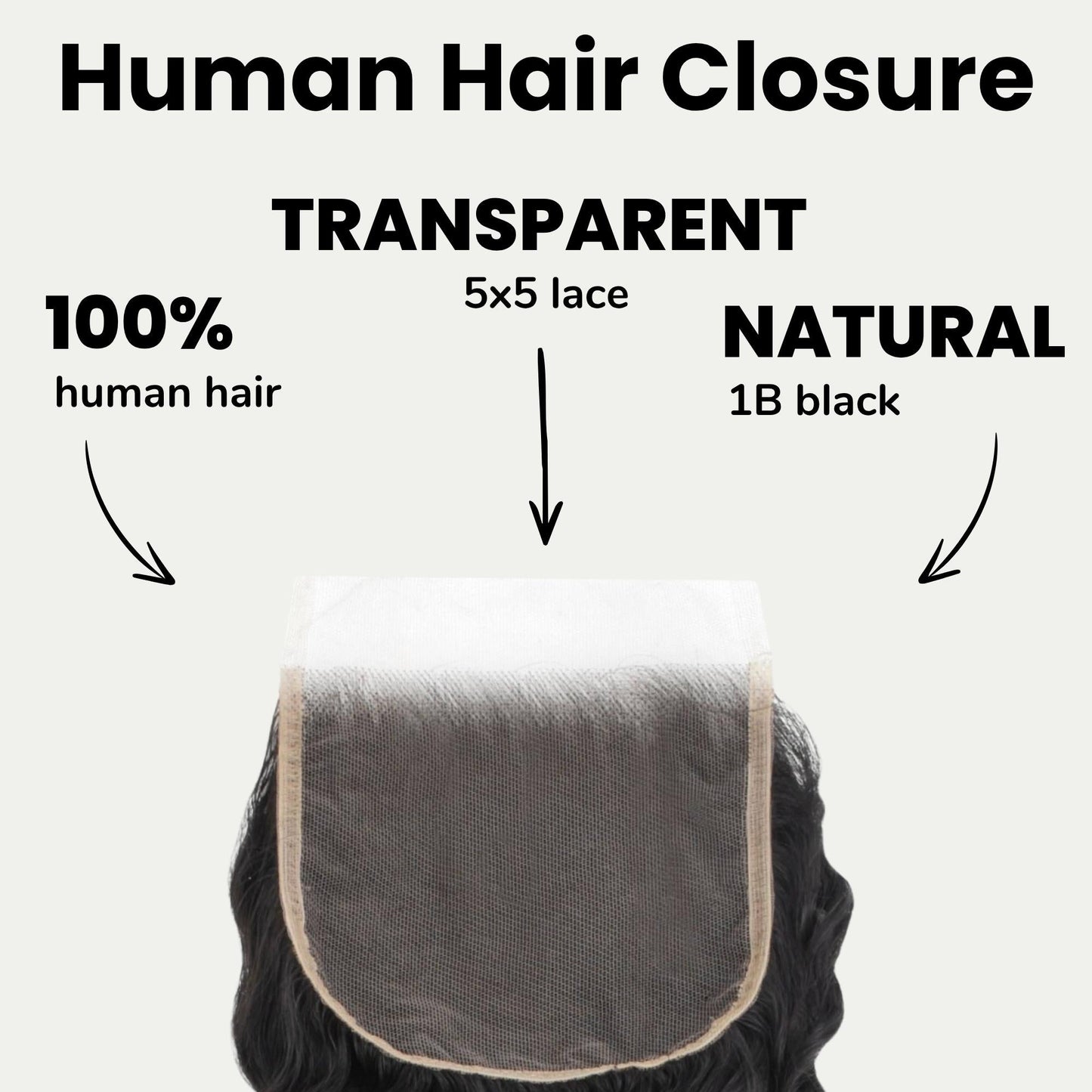 Cierre de cabello humano con encaje transparente Deep Wave 5x5