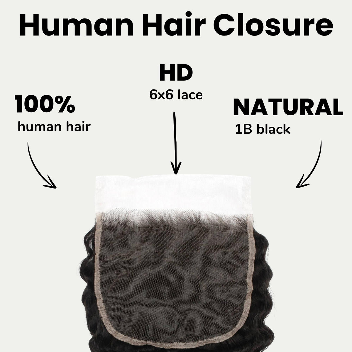 Cierre de Cabello Humano con Encaje HD 6x6 Onda Profunda