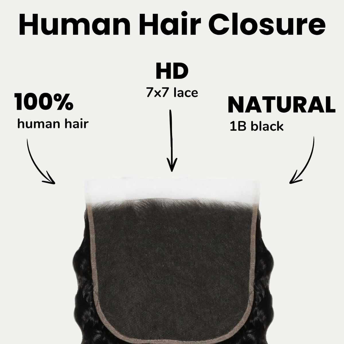 Cierre de cabello humano de encaje HD 7x7 Deep Wave