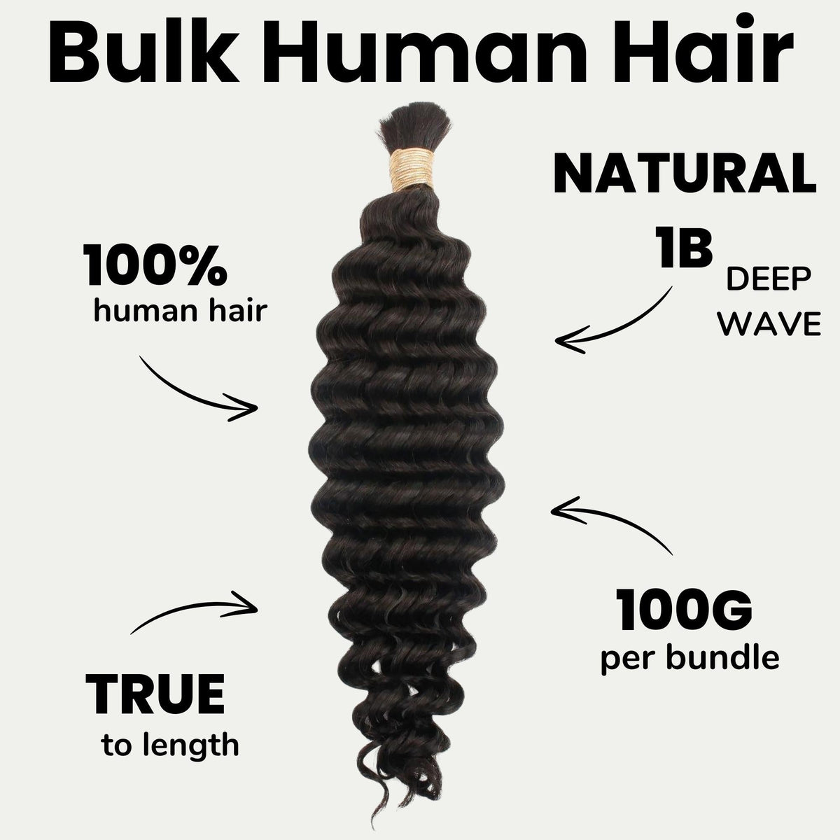 Cabello Trenzable 100% Humano Onda Profunda a Granel