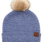 C.C Solid Boucle Yarn Beanie Hat With Pom