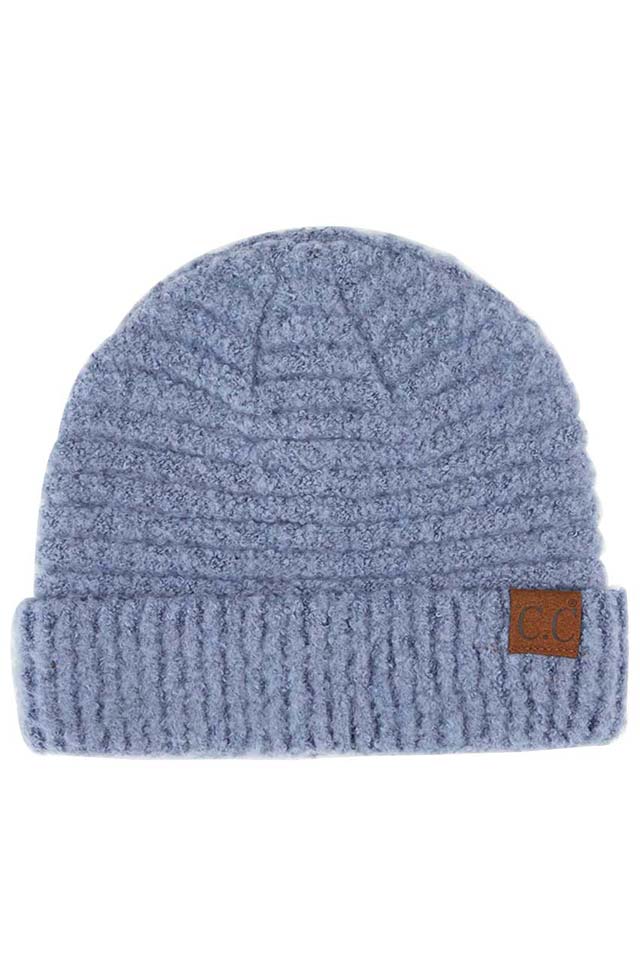 C.C Solid Boucle Yarn Beanie Hat with Cuff
