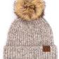C.C Classic Rib Beanie With Faux Fur Pom