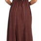Sakkas Stonewashed Empire Waist Floral Vine Trumpet Crepe Inlay Ruffle Hem Dress