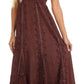 Sakkas Stonewashed Empire Waist Floral Vine Trumpet Crepe Inlay Ruffle Hem Dress