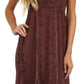 Sakkas Stonewashed Empire Waist Floral Vine Trumpet Crepe Inlay Ruffle Hem Dress