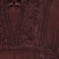 Sakkas Stonewashed Empire Waist Floral Vine Trumpet Crepe Inlay Ruffle Hem Dress