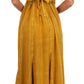 Sakkas Stonewashed Empire Waist Floral Vine Trumpet Crepe Inlay Ruffle Hem Dress