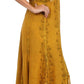 Sakkas Stonewashed Empire Waist Floral Vine Trumpet Crepe Inlay Ruffle Hem Dress