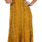 Sakkas Stonewashed Empire Waist Floral Vine Trumpet Crepe Inlay Ruffle Hem Dress