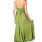 Sakkas Stonewashed Empire Waist Floral Vine Trumpet Crepe Inlay Ruffle Hem Dress