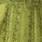Sakkas Stonewashed Empire Waist Floral Vine Trumpet Crepe Inlay Ruffle Hem Dress
