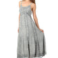 Sakkas Stonewashed Empire Waist Floral Vine Trumpet Crepe Inlay Ruffle Hem Dress