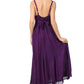 Sakkas Stonewashed Empire Waist Floral Vine Trumpet Crepe Inlay Ruffle Hem Dress