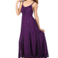 Sakkas Stonewashed Empire Waist Floral Vine Trumpet Crepe Inlay Ruffle Hem Dress