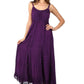 Sakkas Stonewashed Empire Waist Floral Vine Trumpet Crepe Inlay Ruffle Hem Dress