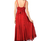 Sakkas Stonewashed Empire Waist Floral Vine Trumpet Crepe Inlay Ruffle Hem Dress