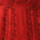 Sakkas Stonewashed Empire Waist Floral Vine Trumpet Crepe Inlay Ruffle Hem Dress