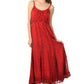 Sakkas Stonewashed Empire Waist Floral Vine Trumpet Crepe Inlay Ruffle Hem Dress