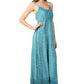 Sakkas Stonewashed Empire Waist Floral Vine Trumpet Crepe Inlay Ruffle Hem Dress