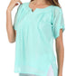 Sakkas Embroidered 100% Cotton Semi-Sheer Short Sleeve Gauzy Top / Blouse