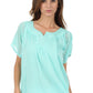 Sakkas Embroidered 100% Cotton Semi-Sheer Short Sleeve Gauzy Top / Blouse