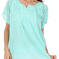 Sakkas Embroidered 100% Cotton Semi-Sheer Short Sleeve Gauzy Top / Blouse