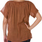 Sakkas Embroidered 100% Cotton Semi-Sheer Short Sleeve Gauzy Top / Blouse