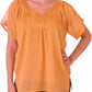 Sakkas Embroidered 100% Cotton Semi-Sheer Short Sleeve Gauzy Top / Blouse