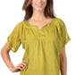Sakkas Embroidered 100% Cotton Semi-Sheer Short Sleeve Gauzy Top / Blouse