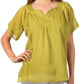 Sakkas Embroidered 100% Cotton Semi-Sheer Short Sleeve Gauzy Top / Blouse