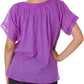 Sakkas Embroidered 100% Cotton Semi-Sheer Short Sleeve Gauzy Top / Blouse
