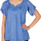 Sakkas Embroidered 100% Cotton Semi-Sheer Short Sleeve Gauzy Top / Blouse