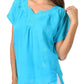 Sakkas Embroidered 100% Cotton Semi-Sheer Short Sleeve Gauzy Top / Blouse